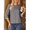 image:imageDokotoo Womens Shirts Lightweight 2026 Summer Fashion 34 Length Sleeve T Shirts Casual Crew Neck Basic BlousesMedium Grey
