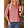 image:imageDokotoo Womens Shirts Lightweight 2026 Summer Fashion 34 Length Sleeve T Shirts Casual Crew Neck Basic BlousesPeach Blossom