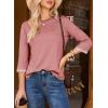 image:imageDokotoo Womens Shirts Lightweight 2026 Summer Fashion 34 Length Sleeve T Shirts Casual Crew Neck Basic BlousesPeach Blossom