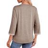 image:imageDokotoo Womens Shirts Lightweight 2026 Summer Fashion 34 Length Sleeve T Shirts Casual Crew Neck Basic BlousesSmoke Gray Khaki