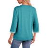 image:imageDokotoo Womens Shirts Lightweight 2026 Summer Fashion 34 Length Sleeve T Shirts Casual Crew Neck Basic BlousesTurquoise