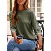 image:imageDokotoo Womens Shirts Lightweight 2026 Summer Fashion 34 Length Sleeve T Shirts Casual Crew Neck Basic BlousesVineyard Green