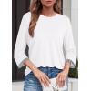 image:imageDokotoo Womens Shirts Lightweight 2026 Summer Fashion 34 Length Sleeve T Shirts Casual Crew Neck Basic BlousesWhite