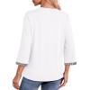 image:imageDokotoo Womens Shirts Lightweight 2026 Summer Fashion 34 Length Sleeve T Shirts Casual Crew Neck Basic BlousesWhite