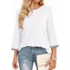 image:imageDokotoo Womens Shirts Lightweight 2026 Summer Fashion 34 Length Sleeve T Shirts Casual Crew Neck Basic BlousesWhite