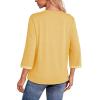 image:imageDokotoo Womens Shirts Lightweight 2026 Summer Fashion 34 Length Sleeve T Shirts Casual Crew Neck Basic BlousesYellow