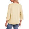 image:imageDokotoo Womens Shirts Lightweight 2026 Summer Fashion 34 Length Sleeve T Shirts Casual Crew Neck Basic BlousesYellow Cream