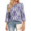 image:imageDokotoo Womens Shirts Lightweight 2026 Summer Fashion 34 Length Sleeve T Shirts Casual Crew Neck Basic BlousesZ Blue