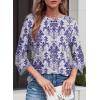 image:imageDokotoo Womens Shirts Lightweight 2026 Summer Fashion 34 Length Sleeve T Shirts Casual Crew Neck Basic BlousesZ Blue