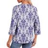 image:imageDokotoo Womens Shirts Lightweight 2026 Summer Fashion 34 Length Sleeve T Shirts Casual Crew Neck Basic BlousesZ Blue