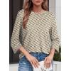 image:imageDokotoo Womens Shirts Lightweight 2026 Summer Fashion 34 Length Sleeve T Shirts Casual Crew Neck Basic BlousesZ Khaki