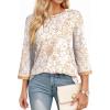 image:imageDokotoo Womens Shirts Lightweight 2026 Summer Fashion 34 Length Sleeve T Shirts Casual Crew Neck Basic BlousesZ Orange