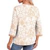 image:imageDokotoo Womens Shirts Lightweight 2026 Summer Fashion 34 Length Sleeve T Shirts Casual Crew Neck Basic BlousesZ Orange