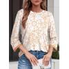 image:imageDokotoo Womens Shirts Lightweight 2026 Summer Fashion 34 Length Sleeve T Shirts Casual Crew Neck Basic BlousesZ Orange