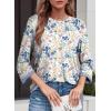 image:imageDokotoo Womens Shirts Lightweight 2026 Summer Fashion 34 Length Sleeve T Shirts Casual Crew Neck Basic BlousesZ Sky Blue