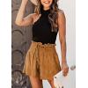 image:imageDokotoo Womens Shorts Cotton High Elastic Waisted Pleated Ruffle Beach Flowy Casual Shorts SXL