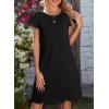 image:imageDokotoo Womens Summer Dresses 2026 Short Sleeve Hollow Out Crewneck Pleated Front Casual Elegant Mini DressBlack