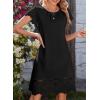 image:imageDokotoo Womens Summer Dresses 2026 Short Sleeve Hollow Out Crewneck Pleated Front Casual Elegant Mini DressBlack