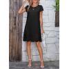 image:imageDokotoo Womens Summer Dresses 2026 Short Sleeve Hollow Out Crewneck Pleated Front Casual Elegant Mini DressBlack