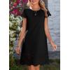 image:imageDokotoo Womens Summer Dresses 2026 Short Sleeve Hollow Out Crewneck Pleated Front Casual Elegant Mini DressBlack