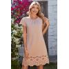 image:imageDokotoo Womens Summer Dresses 2026 Short Sleeve Hollow Out Crewneck Pleated Front Casual Elegant Mini DressKhaki