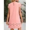 image:imageDokotoo Womens Summer Dresses 2026 Short Sleeve Hollow Out Crewneck Pleated Front Casual Elegant Mini DressPink
