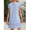 image:imageDokotoo Womens Summer Dresses 2026 Short Sleeve Hollow Out Crewneck Pleated Front Casual Elegant Mini DressSky Blue