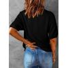 image:imageDokotoo Womens Summer Tops 2024 Trendy V Neck Hollow Out Cropped Button Down Shirts Puff Sleeves Blouses