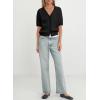 image:imageDokotoo Womens Summer Tops 2024 Trendy V Neck Hollow Out Cropped Button Down Shirts Puff Sleeves Blouses