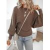 image:imageDokotoo Womens Sweaters Off The Shoulder 2025 Fall Batwing Casual Loose Fashion Sweater PulloversChestnut