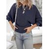 image:imageDokotoo Womens Sweaters Off The Shoulder 2025 Fall Batwing Casual Loose Fashion Sweater PulloversNavy Blue