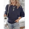 image:imageDokotoo Womens Sweaters Off The Shoulder 2025 Fall Batwing Casual Loose Fashion Sweater PulloversNavy Blue