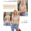 image:imageDokotoo Womens Tops 2024 Summer Short Sleeve Slim Fit V Neck Ribbed Knit Basic Solid Color T Shirts TeesA Apricot