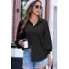 image:imageDokotoo Womens Tops Oversized Textured Button Down Shirts Smocked Long Sleeve V Neck Casual Loose Blouses