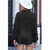 image:imageDokotoo Womens Tops Oversized Textured Button Down Shirts Smocked Long Sleeve V Neck Casual Loose Blouses