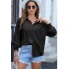 image:imageDokotoo Womens Tops Oversized Textured Button Down Shirts Smocked Long Sleeve V Neck Casual Loose Blouses