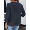 image:imageDokotoo Womens Tops Spring Summer 34 Length Sleeve Fashion T Shirts for Women Crewneck Waffle Knit Casual Loose Tee BlousesDark Blue