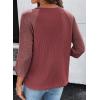image:imageDokotoo Womens Tops Spring Summer 34 Length Sleeve Fashion T Shirts for Women Crewneck Waffle Knit Casual Loose Tee BlousesRed
