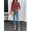 image:imageDokotoo Womens Tops Spring Summer 34 Length Sleeve Fashion T Shirts for Women Crewneck Waffle Knit Casual Loose Tee BlousesRed