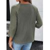 image:imageDokotoo Womens Tops Spring Summer 34 Length Sleeve Fashion T Shirts for Women Crewneck Waffle Knit Casual Loose Tee BlousesSeagrass Green