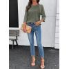 image:imageDokotoo Womens Tops Spring Summer 34 Length Sleeve Fashion T Shirts for Women Crewneck Waffle Knit Casual Loose Tee BlousesSeagrass Green