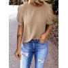 image:imageDokotoo Womens Tops Trendy 2025 Spring Summer Short Sleeve Shirts Business Casual Dressy BlousesKhaki