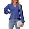 image:imageDokotoo Womens Tops VNeck Long Sleeve Shirts Tops Dressy Casual Blouses Fall Outfits Clothes 2024Dark Blue