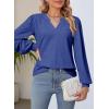 image:imageDokotoo Womens Tops VNeck Long Sleeve Shirts Tops Dressy Casual Blouses Fall Outfits Clothes 2024Dark Blue