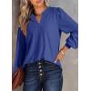 image:imageDokotoo Womens Tops VNeck Long Sleeve Shirts Tops Dressy Casual Blouses Fall Outfits Clothes 2024Dark Blue