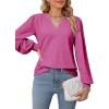 image:imageDokotoo Womens Tops VNeck Long Sleeve Shirts Tops Dressy Casual Blouses Fall Outfits Clothes 2024Pink
