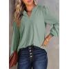 image:imageDokotoo Womens Tops VNeck Long Sleeve Shirts Tops Dressy Casual Blouses Fall Outfits Clothes 2024Smoke Green