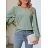 image:imageDokotoo Womens Tops VNeck Long Sleeve Shirts Tops Dressy Casual Blouses Fall Outfits Clothes 2024Smoke Green