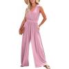 image:imageDokotoo Lantern Long Sleeve Jumpsuit Wrapped V Neck Elegant for Womens Dressy Casual 2024 Fall One Piece Romper OutfitsPink