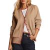 image:imageDokotoo Short Cardigans for Women Color Blocked 2024 Fall Fashion Button Down Sweaters Winter Coats with PocketsLight French Beige